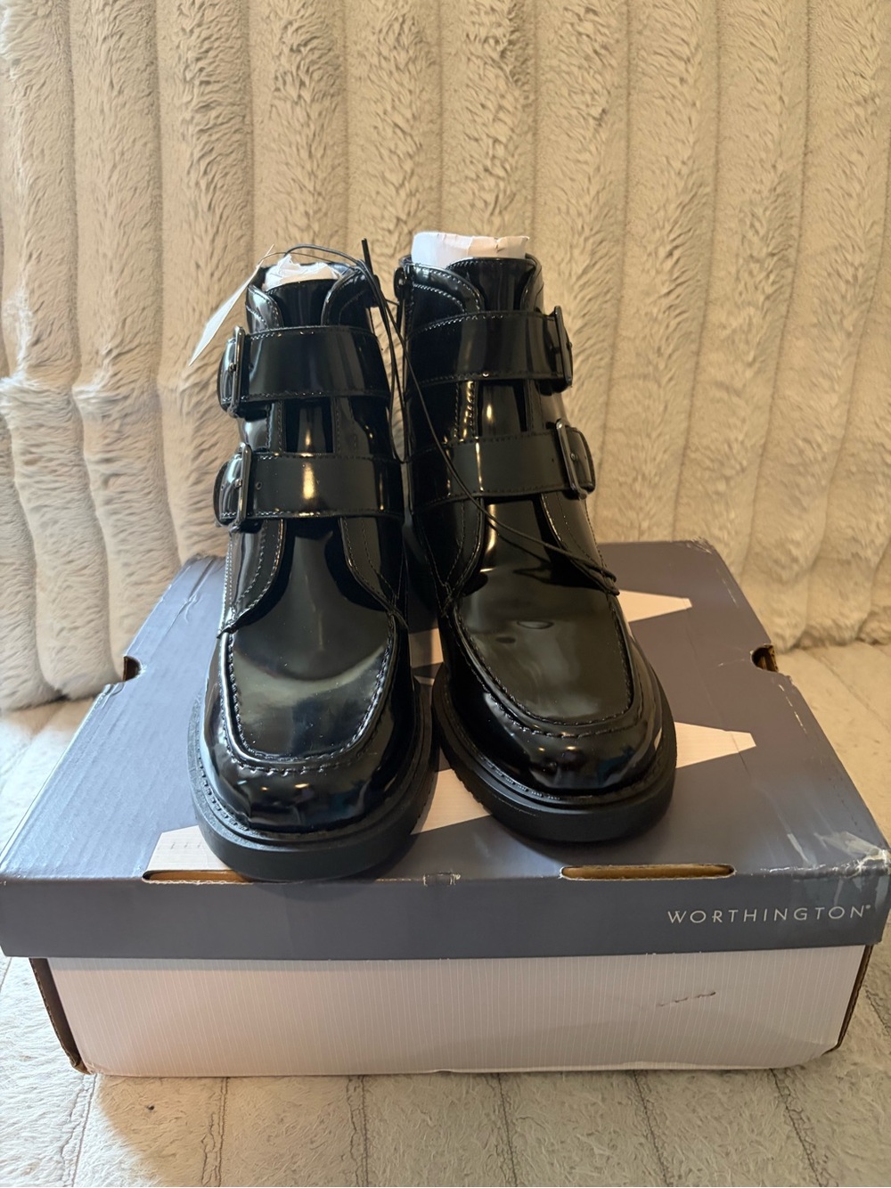 Worthington Motorcycle Boots Women's Size 6 Memory Foam Buckle Main Flat Heel